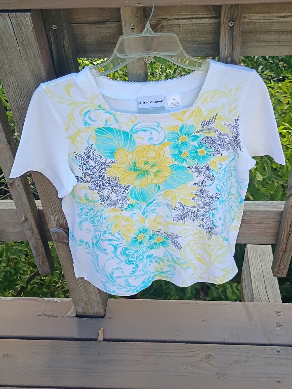 Alfred Dunner flowered knit top sz PS